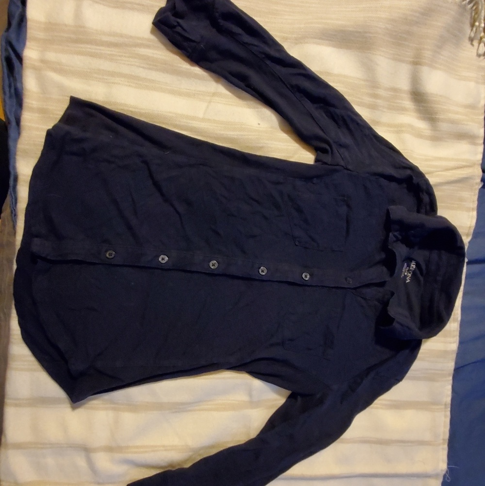 Navy button down